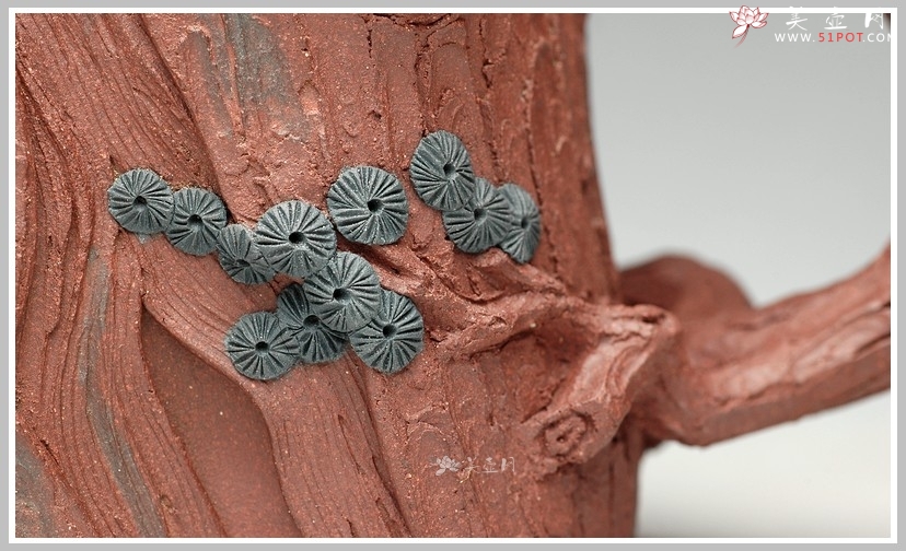 紫砂壶图片：拙壮   全手之苔痕松桩 - 美壶网