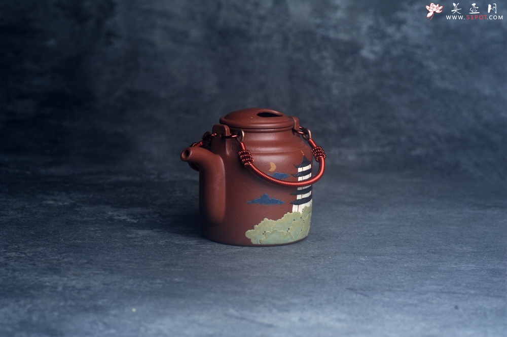 紫砂壶图片：美壶特惠 特好红皮龙精工洋桶壶 茶人醉爱 - 美壶网